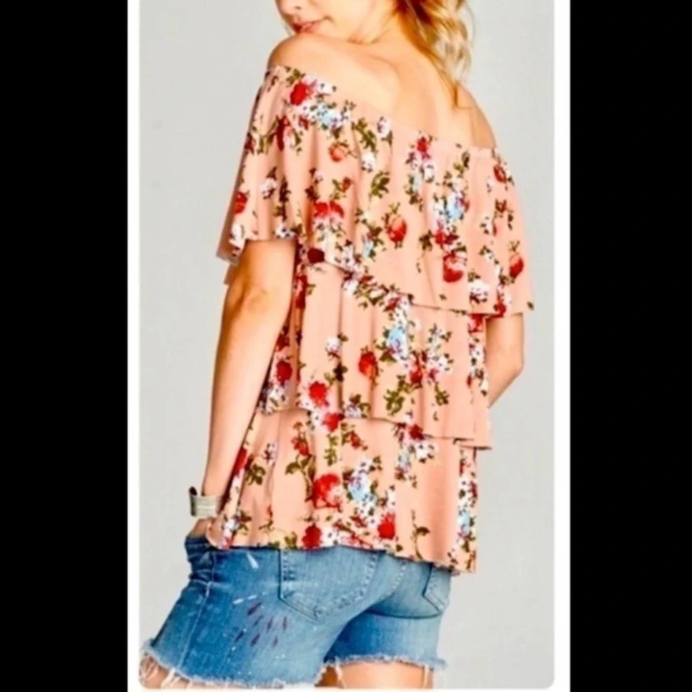 Last One: Blush Floral 3-Tier Ruffle Top BRAND NEW - Picture 4 of 7